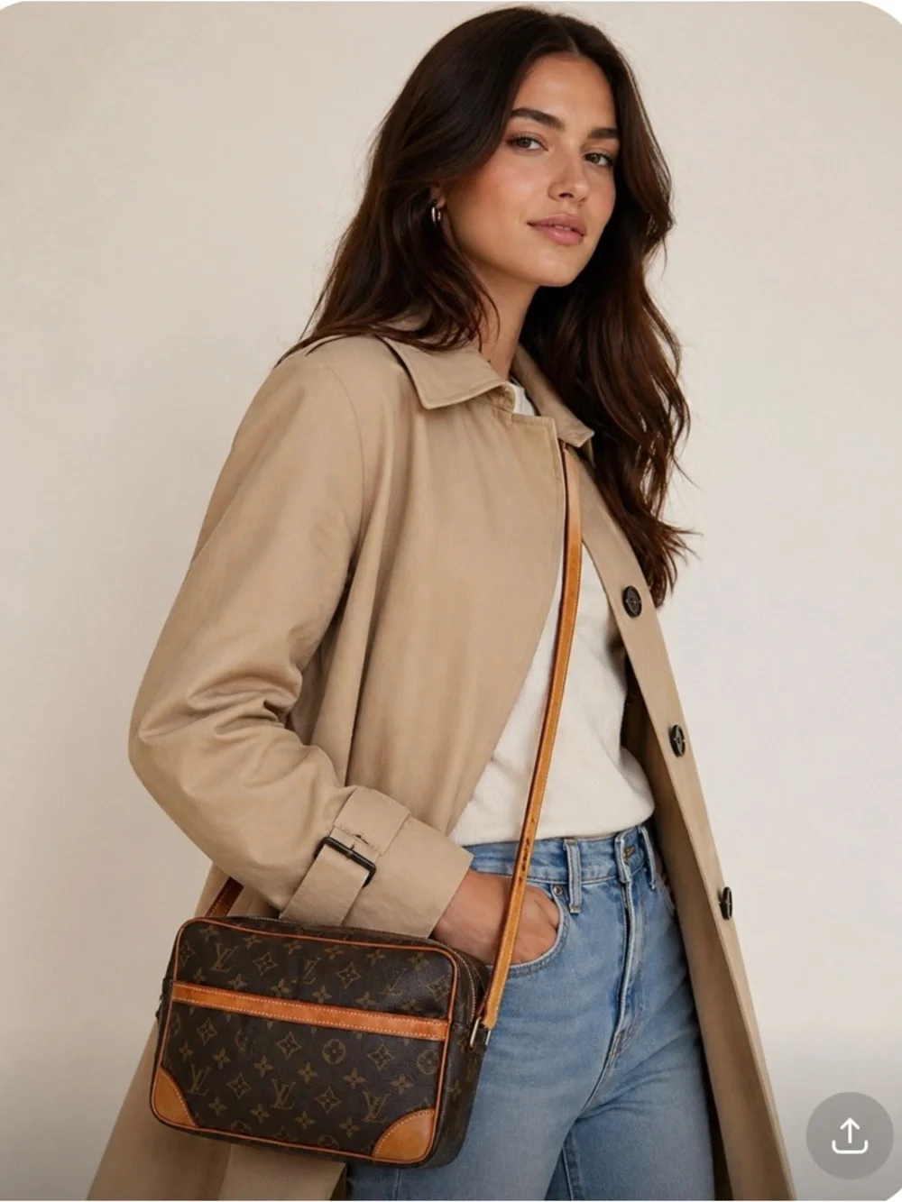 Louis Vuitton Monogram Canvas Brown Tan Crossbody Bag